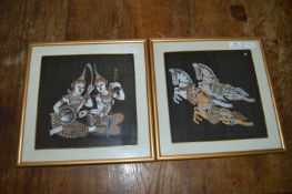 Pair of Eastern Fabric Pictures