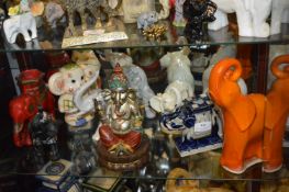 Nine Assorted Elephants Including Ganesha