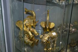 Three Large Brass Elephants