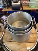 Three Graduated Aluminium Twin Handled Pans
