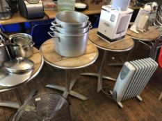 Four Circular Wood Tilt Top Tables on Aluminium Pe