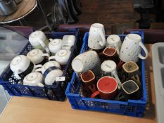 Two Trays of Assorted Cups and Mugs