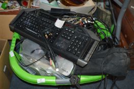 Large Green Laundry Basket Containing Keyboard, Ca