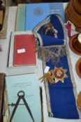 Collection of Vintage Masonic Books, Sashes, etc.