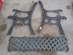 Pair of Cast Iron Bench Ends with Back