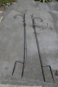 Pair of Wrought Iron Hanging Basket Posts