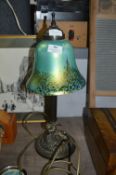 Vintage Style Table Lamp with Iridescent Glass Sha