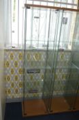 Glass Display Cabinet with Wooden Top and Bottom 1