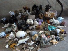 Large Box of Assorted Elephants Including China, O