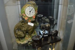 Elephant Clock, Ashtray and One Other