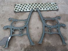 Pair of Cast Iron Bench Ends with Back