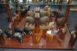 Twelve Assorted Elephants Including a Pair of Carv
