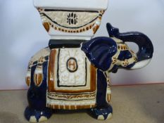 Blue Ceramic Elephant Planter