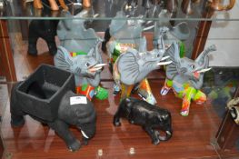 Eleven Assorted Elephants Including One Planter