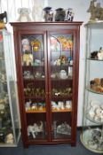 Mahogany Effect Display Cabinet with Glass and Woo