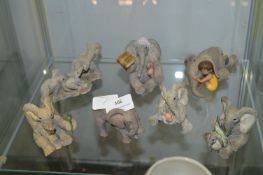 Seven Assorted Elephants Including Tuskers