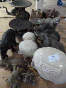 Three Dishes Mounted on Elephants and a Quantity o