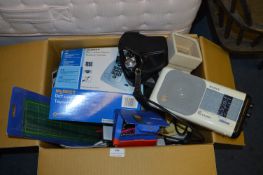 Box of Cameras, Telephones, Vases, etc.