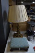 Brass Table Light and a Vintage Footstool (AF)