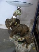 Two Tier Glass Topped Side Table on Elephant Base