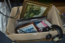 Assortment of CDs, Framed Pictures, Hitachi DVD Pl