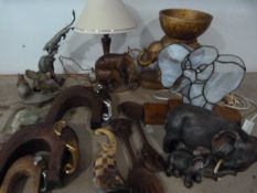 Two Elephant Table Lamps, Gold Coloured Elephant B