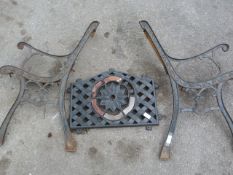 Pair of Cast Iron Chair Ends with Back