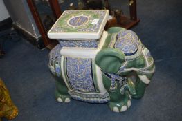 Large Green Pottery Elephant Plant Stand