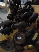 Large Quantity of Wooden Elephant Figures and Asht