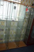 Glass Display Cabinet with Wooden Top and Bottom 1