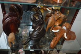 Six Assorted Elephants Including a Coat Hook