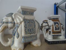 Two Small Ceramic Elephant Plant Stands