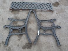 Pair of Cast Iron Bench Ends with Back