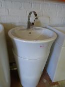 *Freestanding Ceramic Sink with Chrome Tap