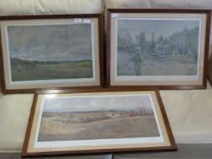 Three Oak Framed Prints of Hunting Scenes