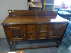 Oak Jac Acobean Style Heavily Carved Sideboard
