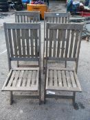 Four Folding Wooden Garden Chairs