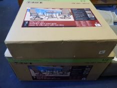 *Three Piece Patio Set; Square Table and Two Swivel Garden Chairs