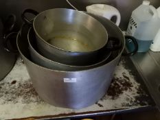 *Three Graduated Aluminium Twin Handled Pans