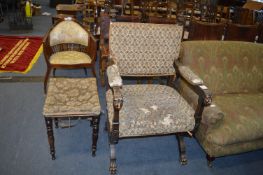 Heavy Carved Oak Armchair with Lion Head and Paws