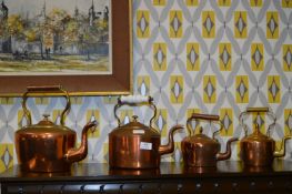 Four Copper Kettles