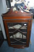 Mahogany Inlaid and Glazed Corner Cupboard