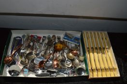 Small Tray Lot of Collectible Teaspoons and Boxed
