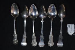 Six Silver Teaspoons - total Weight 130g