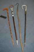 Assortment of Walking Sticks, Shooting Stick and a