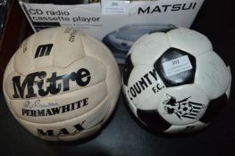 Two Signed Leather Football