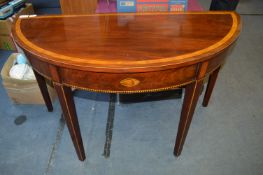 Georgian Mahogany Half Moon Table with Shelf Carto