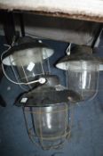 *Three Black Enamel Light Fittings