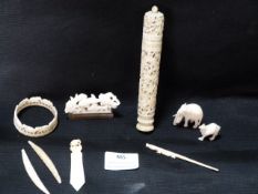 Small Collection of Antique Ivory Items (All Worke