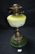 Victorian Green Glass & Brass Oil Lamp